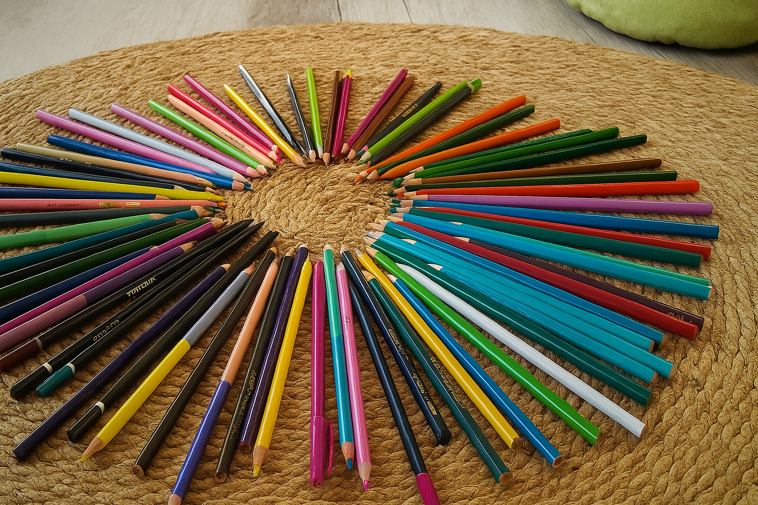 20250921 1505 colorful pencil arrangement remix 01k5p2gtmcewr8p5jvb56c8h5p